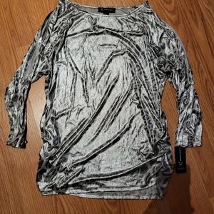 Leopard print silver metallic blouse